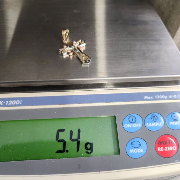 14k Gold Multi Tone Gold Cross Pendant - Picture 9 of 9